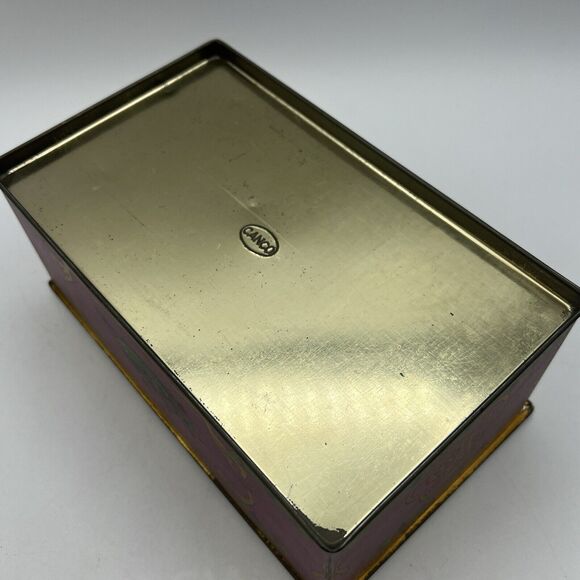 Vintage Pink Gold 8” Louis Sherry Candy Tin Floral New York Paris - Picture 8 of 8